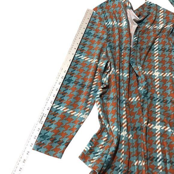 D & Co Multicolor Houndstooth Open Front Cardigan Sweater 2X Check Measurements - Picture 7 of 10